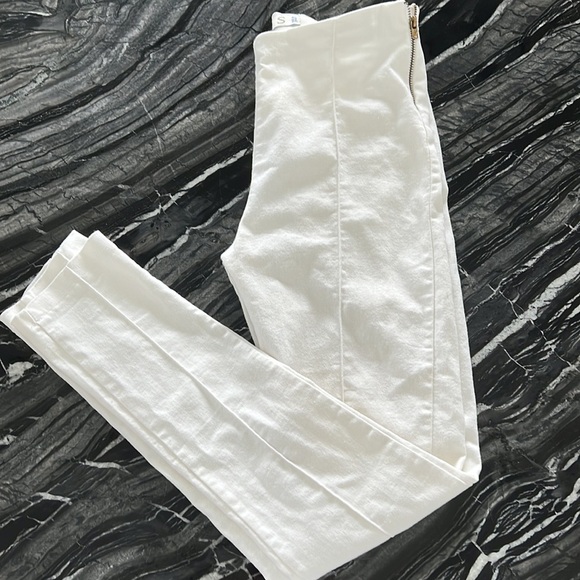 White Split Hem High Waist Pants Street Style Chic - Size S - Picture 9 of 14